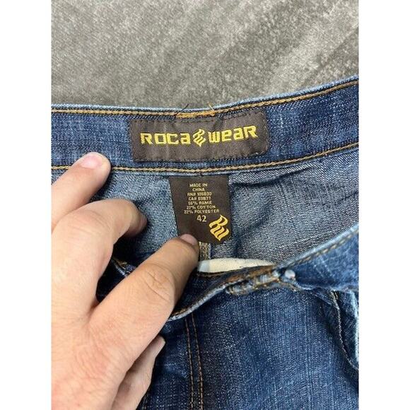 ROCAWEAR JEANS SIZE 42 W. Dark Blue Denim Regular Fit Zip Fly Roca Wear logo - Picture 5 of 10